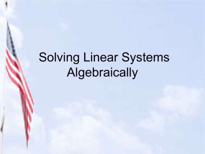 Quiz 2 solving linear systems algebraically