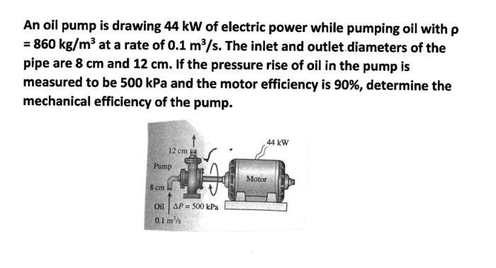 An oil pump is drawing 44 kw