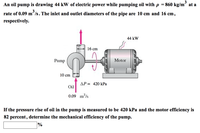 An oil pump is drawing 44 kw