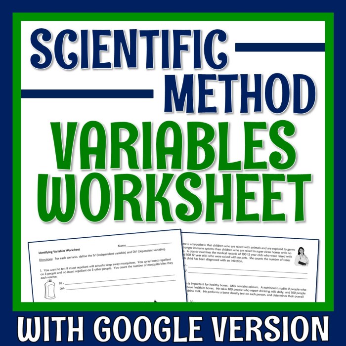 Finding the independent and dependent variables worksheet